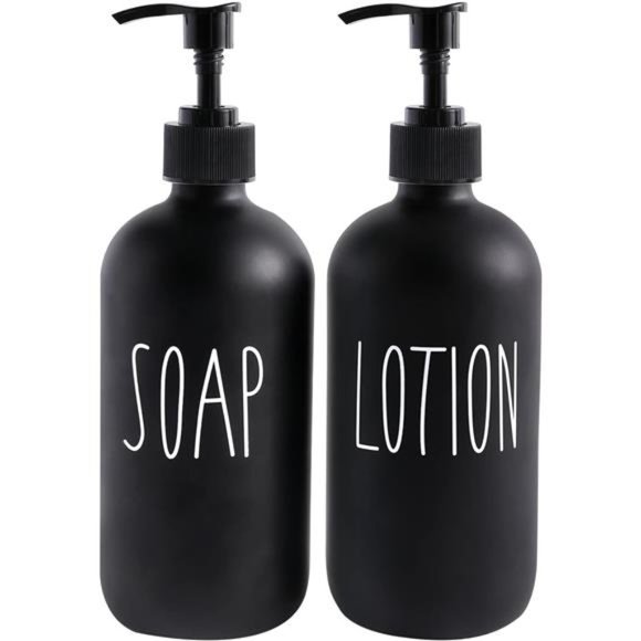 Matte Black Soap Dispenser Bathroom Set, Contains Hand Soap Dispenser and Lotion - Picture 1 of 6
